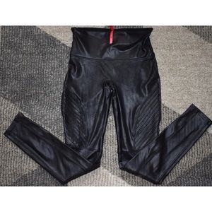 Spanx Black Faux Leather Moto Leggings